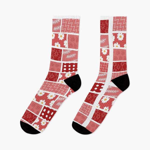 Item preview, Horizontal Red and white and flower tape inspired pattern designed and sold by ReynoldsFun.