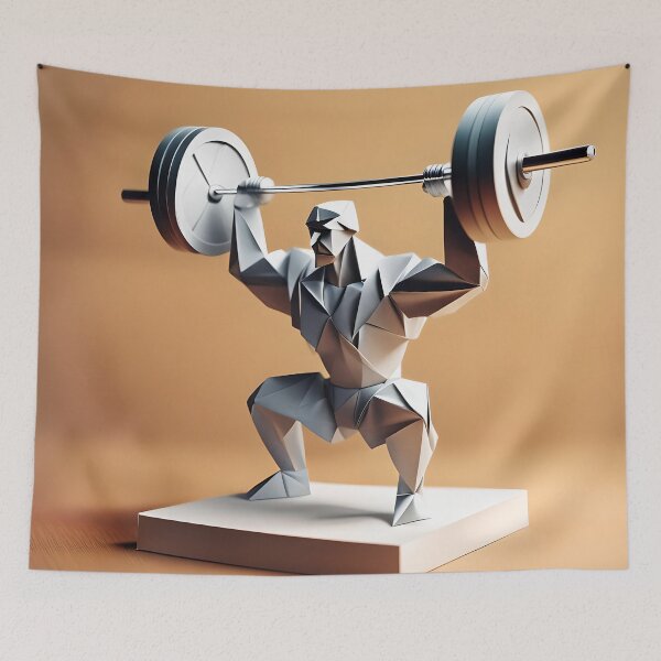 Item preview, Origami Art - Power in Motion: Weight Lifter Performing Squats designed and sold by ArtfulFolds.