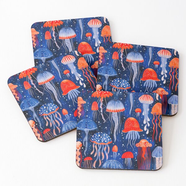 Item preview, Jellyfish in blue and red designed and sold by Artlizzard.