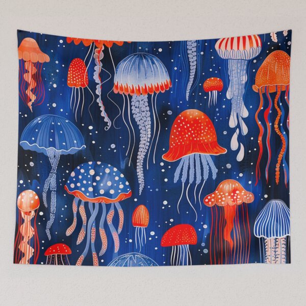 Item preview, Jellyfish in blue and red designed and sold by Artlizzard.