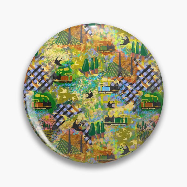 Item preview, Chaotic collage of vintage steam trains, vintage railway map, urban, landscape designed and sold by sueshormanart.