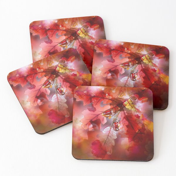 Item preview, Red autumn oak leaves and acorns designed and sold by MouseCatty.