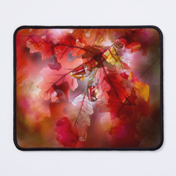 Item preview, Red autumn oak leaves and acorns designed and sold by MouseCatty.