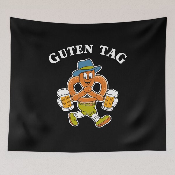 Item preview, Guten Tag Cheerful pretzel in lederhosen oktoberfest Guten Tag designed and sold by w1ckerman.