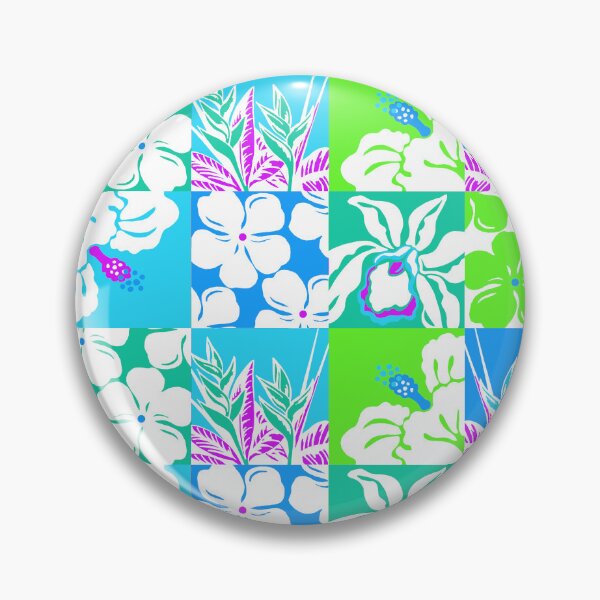 Item preview, Hawaiian Floral Country Patchwork-blues and greens designed and sold by Linda Maliuana.