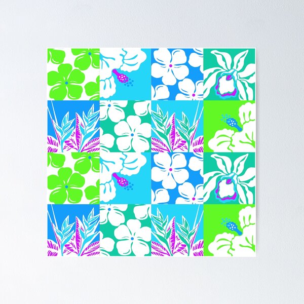 Item preview, Hawaiian Floral Country Patchwork-blues and greens designed and sold by Linda Maliuana.
