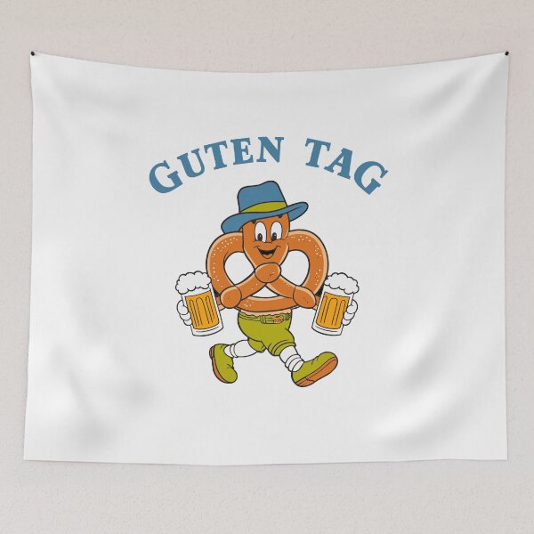 Item preview, Guten Tag Cheerful pretzel in lederhosen oktoberfest beer tracht designed and sold by w1ckerman.