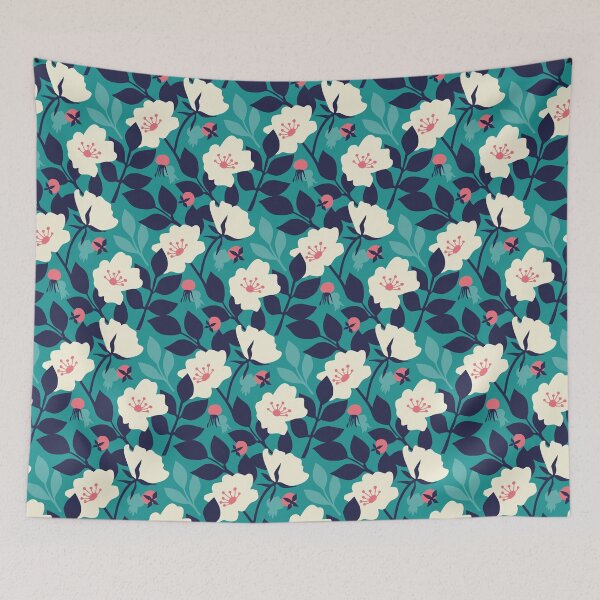 Item preview, Roses and rose hips – minimalist pattern designed and sold by Melanie Penndorf.