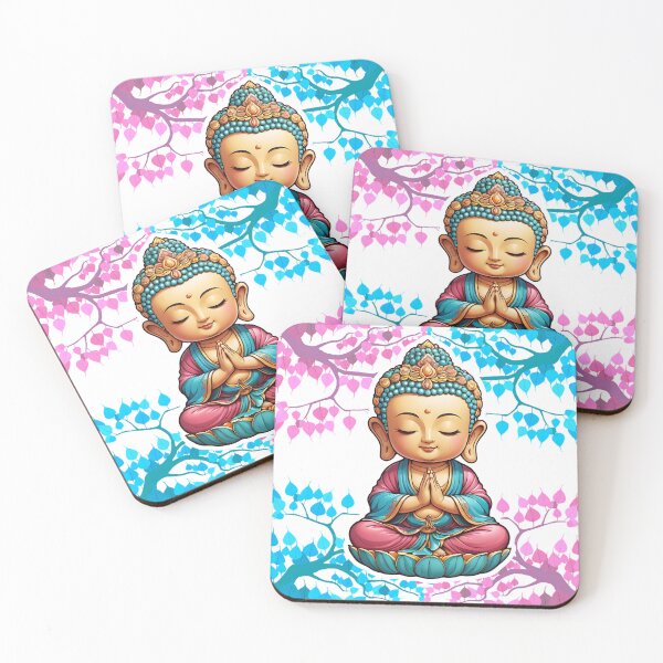 Item preview, Peaceful Tiny Buddha in Vibrant Leaves Stickets designed and sold by We-Ai-Art.