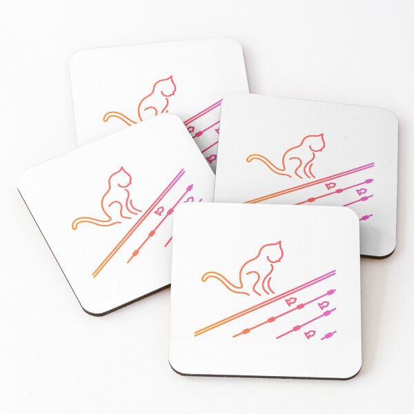 Item preview, Cat by swimming pool - Pink/Orange designed and sold by SquareKeyStudio.