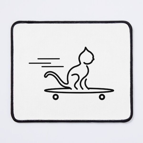Item preview, Cat on Skateboard - Black line drawing designed and sold by SquareKeyStudio.