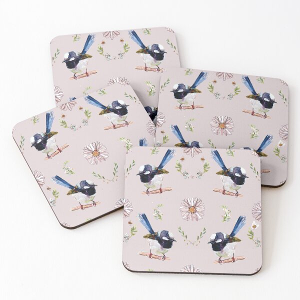 Item preview, blue wrens and daisies designed and sold by pamfox.