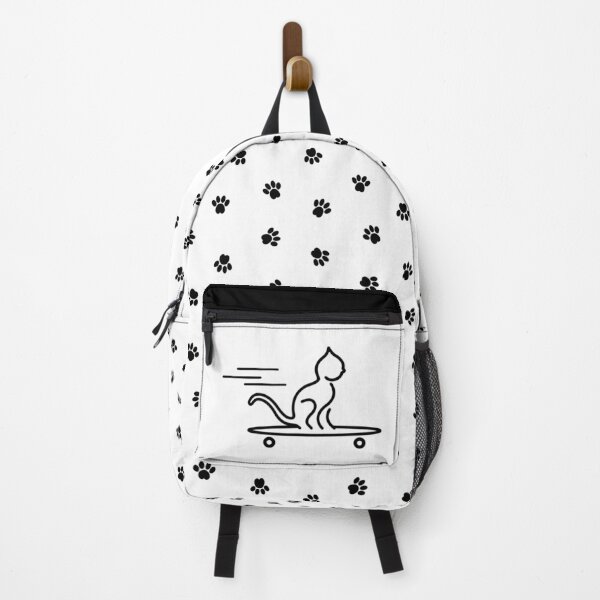 Item preview, Cat on Skateboard - Black line drawing designed and sold by SquareKeyStudio.
