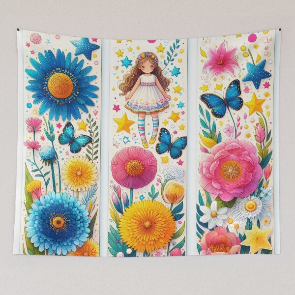 Item preview, whimsical girl in garden designed and sold by aliraweb.