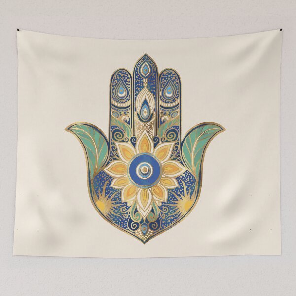 Item preview, Sunflower Hamsa Hand designed and sold by NdesignTrend.