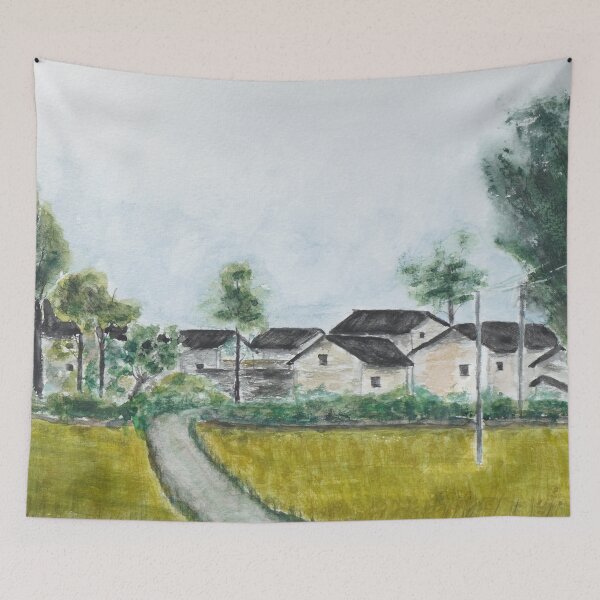 Item preview, Original hand painted traditional Chinese Asian village watercolour painting  designed and sold by SelenePaintings .