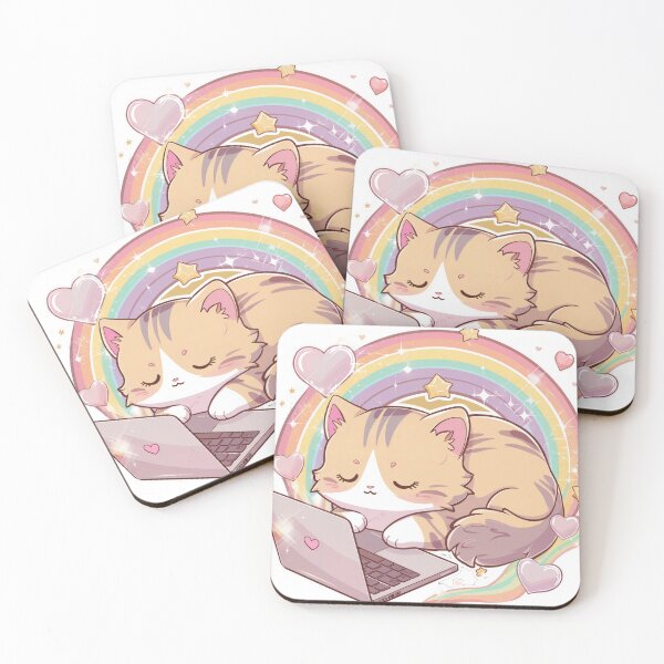 Item preview, Dreamy Coder: Kitty's Rainbow Workspace designed and sold by mrGrayMan.
