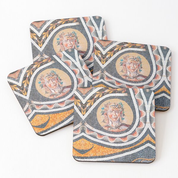 Item preview, ANTIQUE ROMAN MOSAICS Dionysos Portrait with Geometric Motifs designed and sold by BulganLumini.