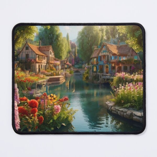 Item preview, Whimsical Waterside Village designed and sold by BlareBlare.
