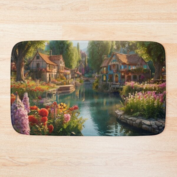 Item preview, Whimsical Waterside Village designed and sold by BlareBlare.