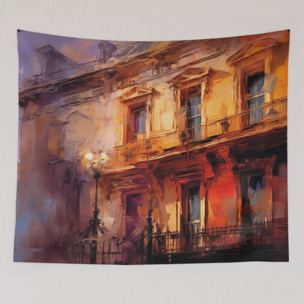 Item preview, Townhouses at sunset | Impressionism designed and sold by AniDragonfly.