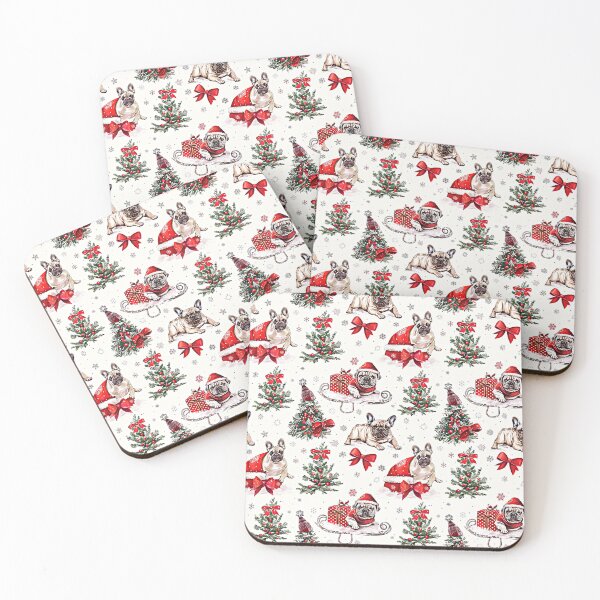 Item preview, Cute christmas dogs in red-black colors in christmas tree background designed and sold by fuzzyfox.