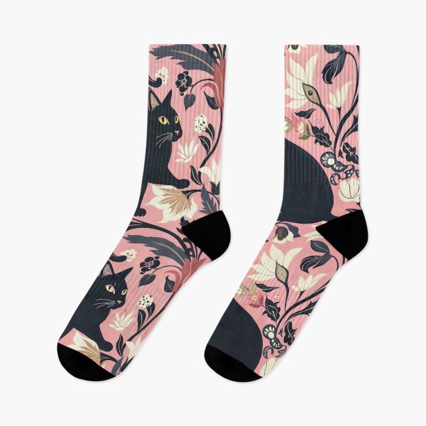 Item preview, Pink Floral 05 ... with cats (inspired by William Morris) designed and sold by MerkintileEXG.