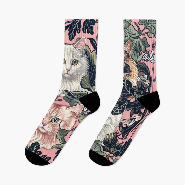 Item preview, Pink Floral 08 ... with cats (inspired by William Morris) designed and sold by MerkintileEXG.