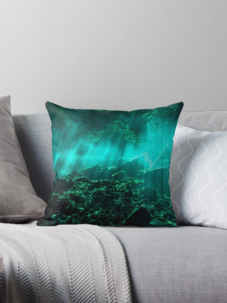 Throw Pillow, Gran Cenote designed and sold by David Burstein