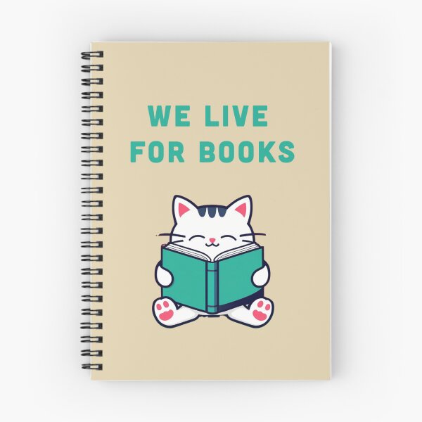 Item preview, WE LIVE FOR BOOK, cute cat reading an open book  designed and sold by La Loca.