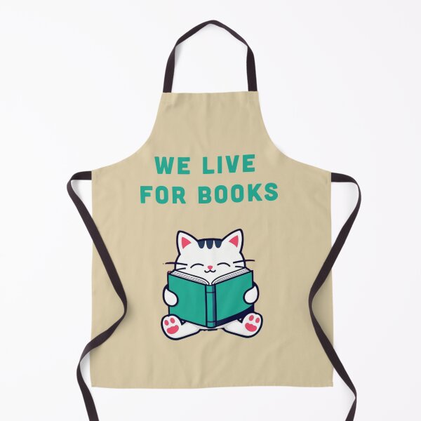 Item preview, WE LIVE FOR BOOK, cute cat reading an open book  designed and sold by La Loca.