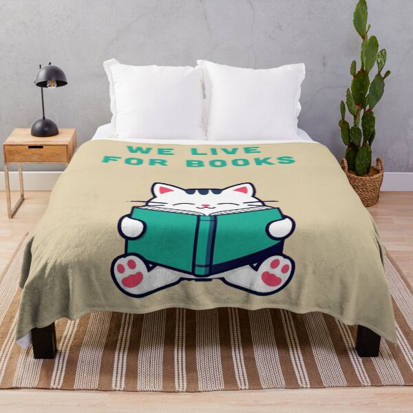 Item preview, WE LIVE FOR BOOK, cute cat reading an open book  designed and sold by La Loca.