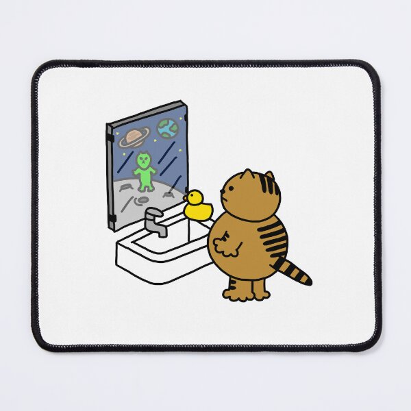 Item preview, a Cat and a Duck looking at the moon through the mirror designed and sold by superbaechoo.