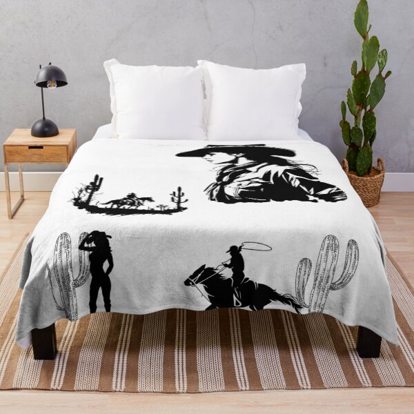 Item preview, Western Vibes: Cowboy and Cowgirl Silhouettes on a Rugged Desert Background designed and sold by Aqmean.