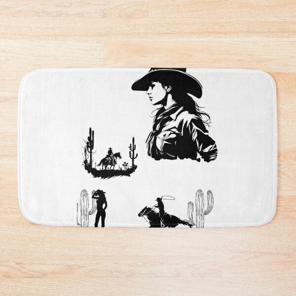 Item preview, Western Vibes: Cowboy and Cowgirl Silhouettes on a Rugged Desert Background designed and sold by Aqmean.