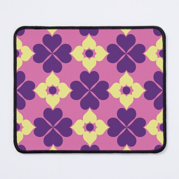 Item preview, 1970s Retro Modern Pretty Floral Heart Shapes Pattern in Purple and Yellow designed and sold by scome.