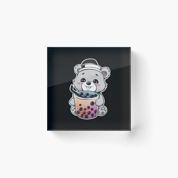 Item preview, Little polar Bear in hat Chilling with it's Boba Tea designed and sold by Paulina Szymoniak.
