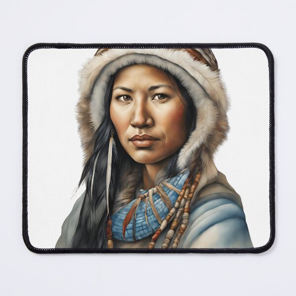 Item preview, Inuit Watercolor Art, Inuit Woman, Inuit Style, Yupik, Alaska designed and sold by SRLND.