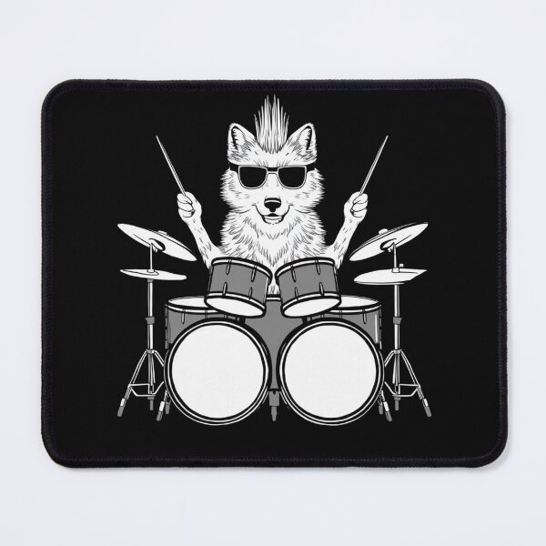 Item preview, wolf playing drums with mohawk and sunglasses designed and sold by Swobodzio.