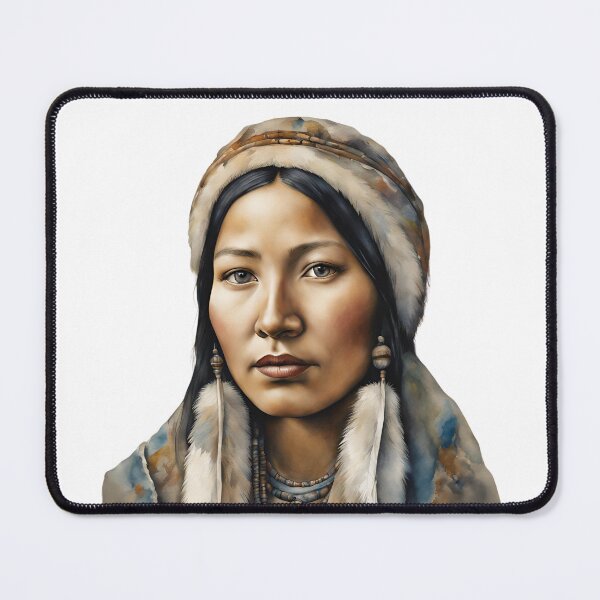 Artikelvorschau, Inuit Aquarell Art, Inuit Woman, Inuit Style, Yupik, Alaska entworfen und verkauft von SRLND.
