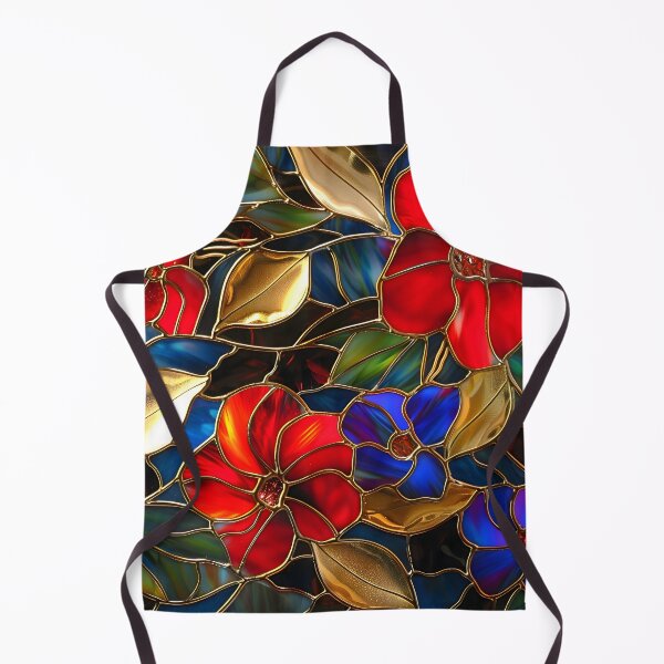 Item preview, "Radiant Floral Splendor: Red and Blue Flowers with Gold Accents" designed and sold by mebraart.