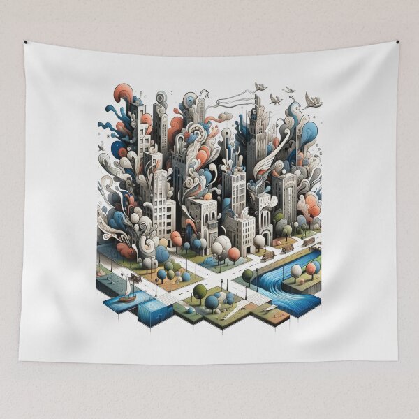 Item preview, Whimsical Cityscape	 designed and sold by yovevbdeou.