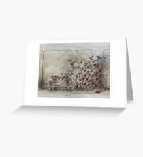 Rose Covered Bench Greeting Card