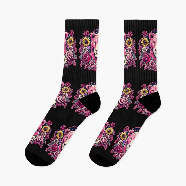 Item preview, Vibrant Pink Lioness with Colorful Flowers - Unique elegant Animal Floral Art designed and sold by Unitepeople.