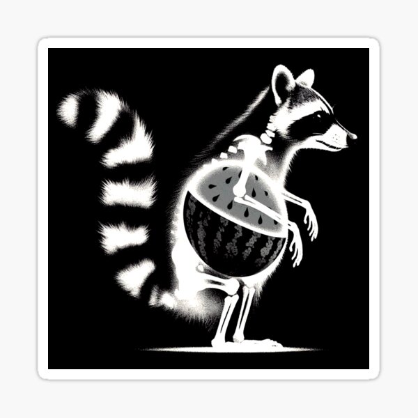 Item preview, Raccoon X-Ray Swallows Watermelon designed and sold by ghan19.
