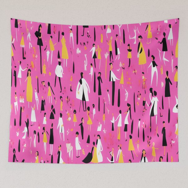Item preview, Abstract Preppy Pink Pattern Where's Waldo Inspired People for Whimsical and Eclectic Decor designed and sold by kathrynchill.