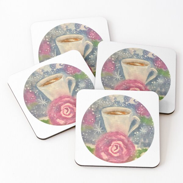Item preview, Glimmering Coffee Cup with roses watercolor  designed and sold by altairaleon.