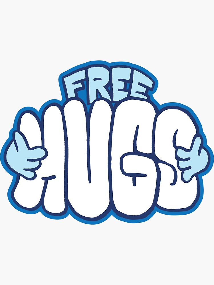 Thumbnail 3 of 3, Sticker, Free Hugs - Blue designed and sold by stavreh.
