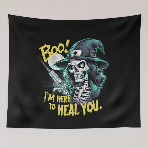 Item preview, Spooky Halloween Nurse Skeleton Boo I'm Here to Heal You designed and sold by clothesy7.