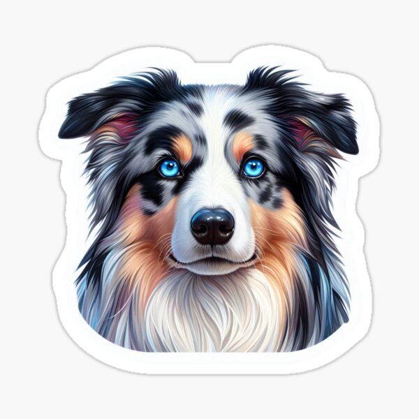 Item preview, Australian Shepherd, Border Collie merle, white, black grey and brown designed and sold by PaulaDigitalArt.